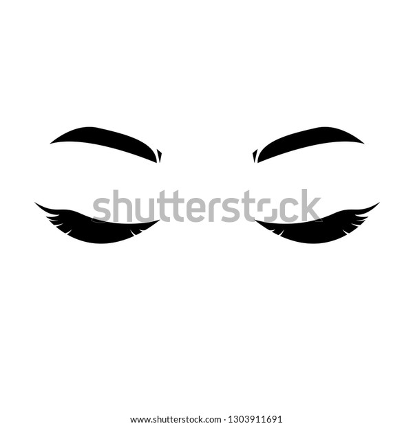 Closed Eyes Black Eyelashes Vector Illustration Stock Vector Royalty Free 1303911691