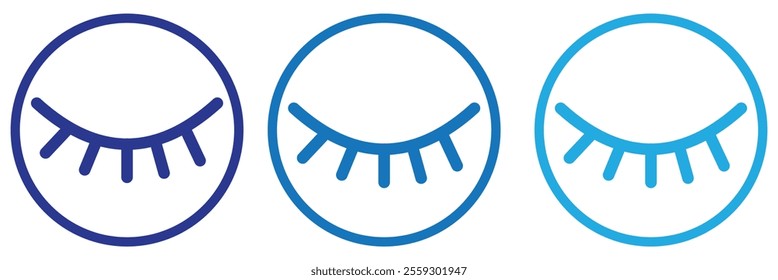 Closed eyes with eyelashes. Vector icon.