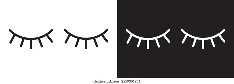 Closed eyes with eyelashes. Vector icon.