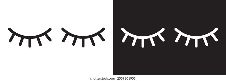 Closed eyes with eyelashes. Vector icon.