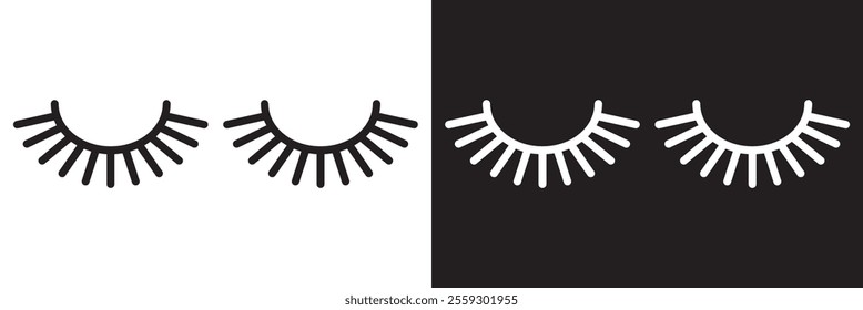 Closed eyes with eyelashes. Vector icon.