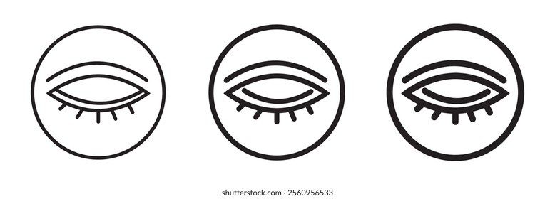 Closed eyes with eyelashes. Vector icon.