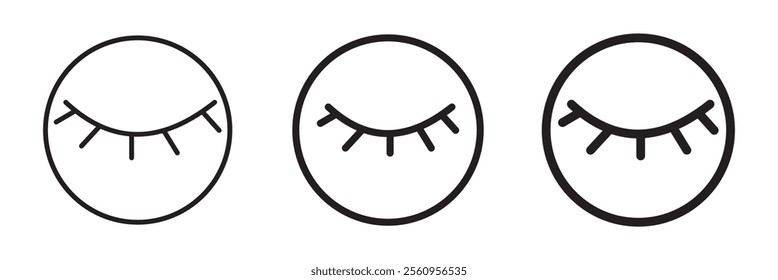 Closed eyes with eyelashes. Vector icon.