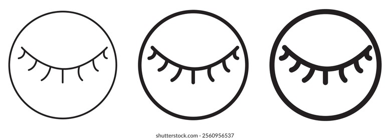 Closed eyes with eyelashes. Vector icon.