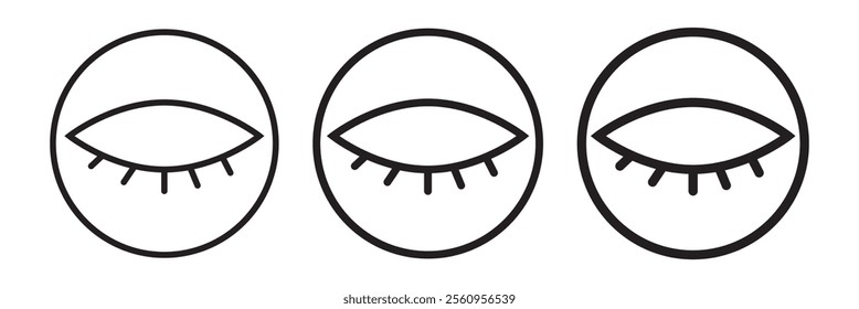 Closed eyes with eyelashes. Vector icon.