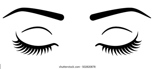 Closed eyes with eyelashes. Women eyes simple illustration