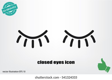 closed eyes icon vector illustration eps10. Isolated badge for website or app - stock infographics.