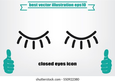 closed eyes icon vector illustration eps10. Isolated badge for website or app - stock infographics