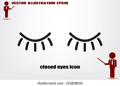 closed eyes icon vector illustration eps10. Isolated badge for website or app - stock infographics