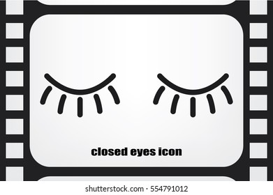 closed eyes icon vector illustration eps10. Isolated badge for website or app - stock infographics.