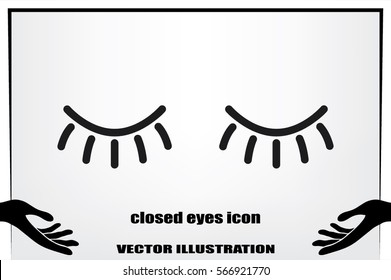 closed eyes icon vector illustration eps10. Isolated badge for website or app - stock infographics.