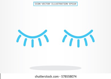 closed eyes icon vector illustration eps10. Isolated badge for website or app - stock infographics.