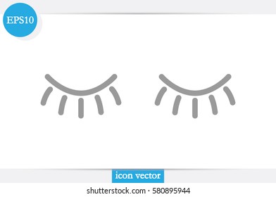 closed eyes icon vector illustration eps10. Isolated badge for website or app - stock infographics.