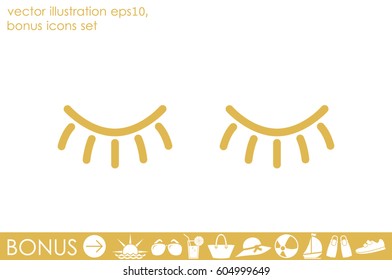 closed eyes icon vector illustration eps10. Isolated badge for website or app - stock infographics