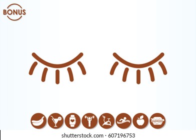closed eyes icon vector illustration eps10. Isolated badge for website or app - stock infographics
