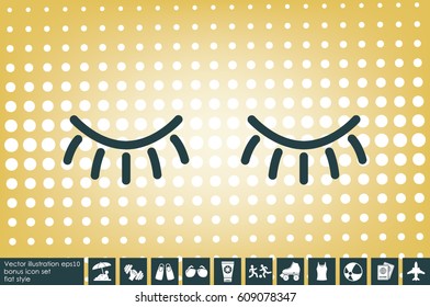 closed eyes icon vector illustration eps10. Isolated badge for website or app - stock infographics