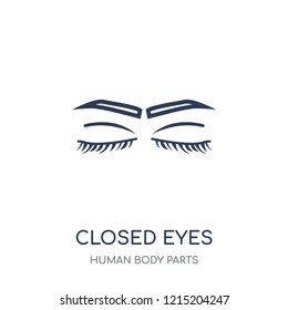 Closed eyes with lashes and brows icon. Closed eyes with lashes and brows linear symbol design from Human Body Parts collection.