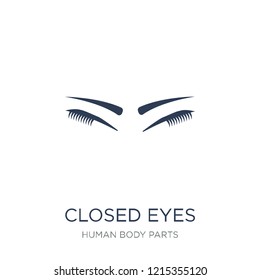 Closed eyes with lashes and brows icon. Trendy flat vector Closed eyes with lashes and brows icon on white background from Human Body Parts collection,