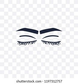 Closed eyes with lashes and brows transparent icon. Closed eyes with lashes and brows symbol design from Human Body Parts collection.