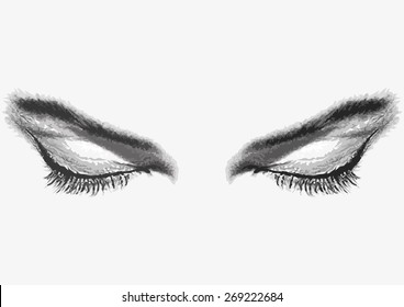geschlossene Augen-Bindestriche einzeln auf der Vektorillustration