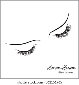 Closed eyes with long eyelashes Sample logo for a beauty salon, beauty products.