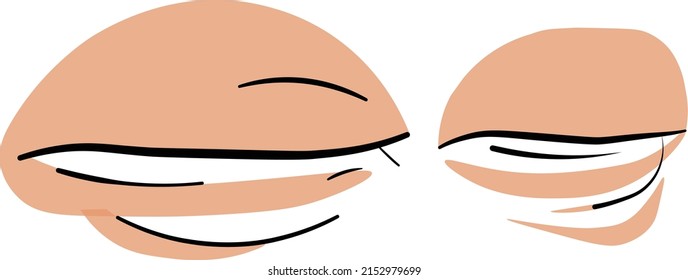 Closed Eyes. NFTs eye traits variation from bored ape yacht club. Cartoon animal parts drawing illustration. Which can be used as accessories, traits, assets, could be placed on any face character.