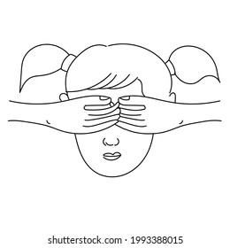 Closed eyes on greeting design isolated on white background