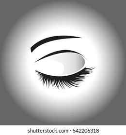 closed eyes on a grey background in a frame