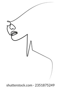 Closed Eyes Woman in Minimal One Line Art Drawing