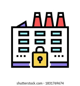 closed factory color icon vector. closed factory sign. isolated symbol illustration