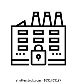 closed factory line icon vector. closed factory sign. isolated contour symbol black illustration