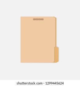 Closed File Folder With Cut Tab And Interior Fastener To Keep Paper Sheets, Vector Mockup. Letter Size.