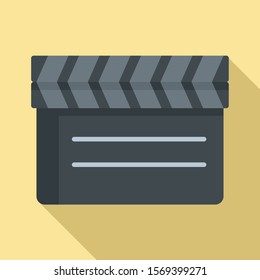 Closed film clapper icon. Flat illustration of closed film clapper vector icon for web design