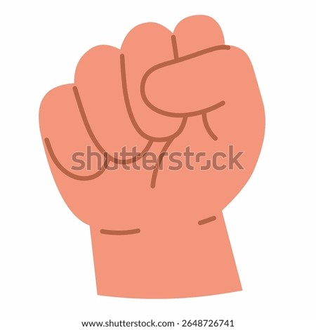 Closed fist hand, symbolizing strength, solidarity, or determination. Clean flat vector style.