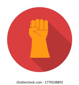 Closed fist icon with shadow. Vector. Flat and modern style.