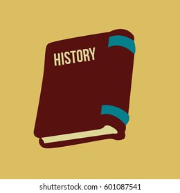 a closed flat design style history book illustration vector simple isolated on light brown background