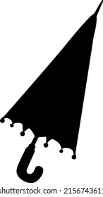 paraguas plegado cerrado aislado ilustración vectorial negro silueta dibujo mano