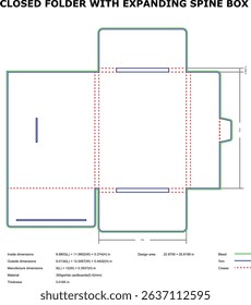 Closed folder expanding spine box die-cut template design