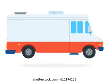 Closed Food truck vector flat isolated on white