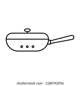 Closed fry pan icon. Outline closed fry pan vector icon for web design isolated on white background