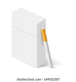 Closed full pack of cigarettes. Concept design. Illustration on white.