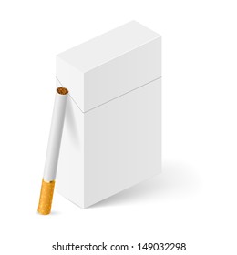 Closed full pack of cigarettes. Illustration on white background