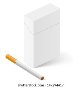 Closed full pack of cigarettes. Illustration on white