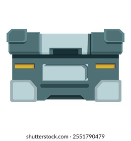 Closed futuristic metal container with reinforced corners and glowing yellow details, suggesting it holds valuable items