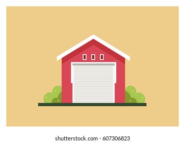 Closed Garage Simple Flat Illustration