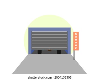 closed garage vector in simple style