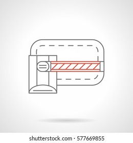 Closed gate barrier for control of entry transport. Flat line vector icon
