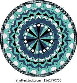 A closed geometric system with elements equidistant from the Central point. Blue.