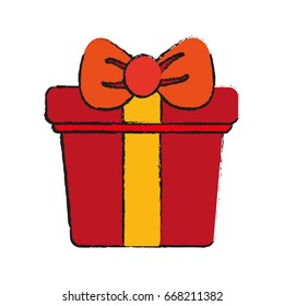closed gift box with ribbon bow icon image 