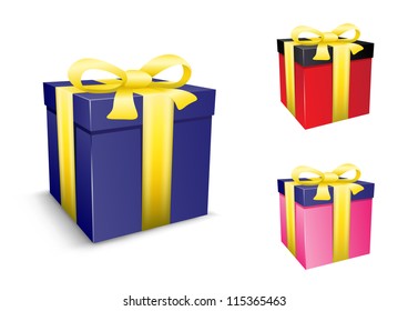 The closed gift rewound by ribbons isolated on a white background